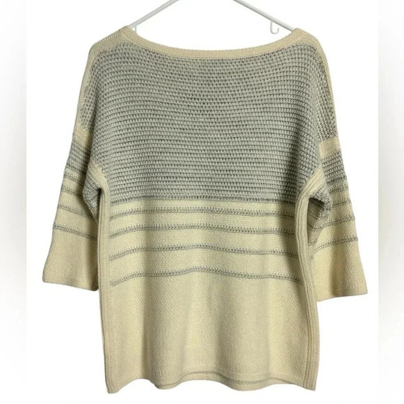 Lafayette 148 Metallic Striped Wide Crewneck Wool Cashmere Sweater Size M‎ - Picture 3 of 10
